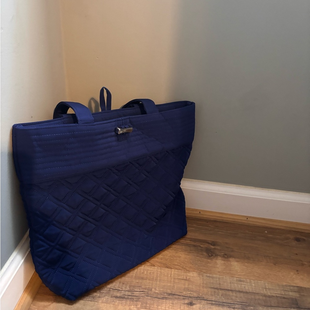 Elegant Navy Quilted Tote Bag